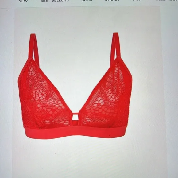 Lively- 3 Piece SET- Palm Lace Busty Bralette Bikini&Thong-Tomato Red- Size:1 S